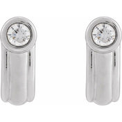 Sterling Silver 1/5 CTW Lab-Grown Diamond Solitaire J Hoop Earrings