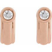 14K Rose 1/5 CTW Lab-Grown Diamond Solitaire J Hoop Earrings