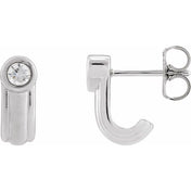 Sterling Silver 1/5 CTW Lab-Grown Diamond Solitaire J Hoop Earrings