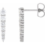 Sterling Silver 1/3 CTW Natural Diamond Graduated Bar Earrings