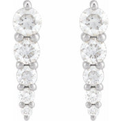 Sterling Silver 1/2 CTW Natural Diamond Graduated Bar Earrings