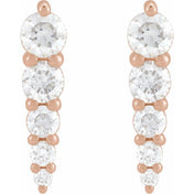 14K Rose 1/2 CTW Natural Diamond Graduated Bar Earrings