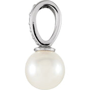 14K White Cultured White Freshwater Pearl & .03 CTW Natural Diamond Pendant