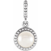 14K White Cultured White Freshwater Pearl Pendant