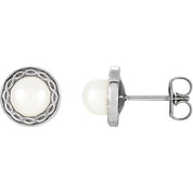 14K White Cultured White Freshwater Pearl Earrings