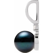Sterling Silver Cultured Black Akoya Pearl & .03 CT Natural Diamond Charm/Pendant
