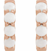 14K Rose Natural White Opal Cabochon 14.7 mm Huggie Hoop Earring