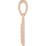 14K Rose .08 CTW Natural Diamond Initial I 18" Necklace