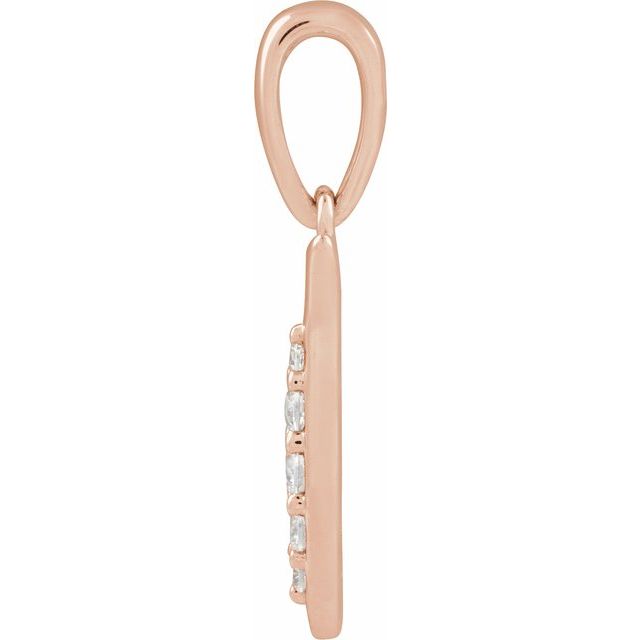 14K Rose .08 CTW Natural Diamond Initial I 18" Necklace