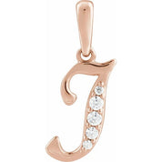 14K Rose .08 CTW Natural Diamond Initial I 18" Necklace