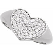 14K White 1/3 CTW Natural Diamond Heart Signet Ring