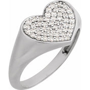 14K White 1/3 CTW Natural Diamond Heart Signet Ring