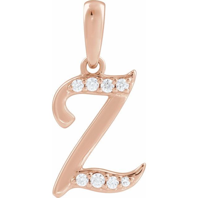 14K Rose .08 CTW Natural Diamond Initial Z 18" Necklace