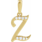 14K Yellow .08 CTW Natural Diamond Initial Z 18" Necklace