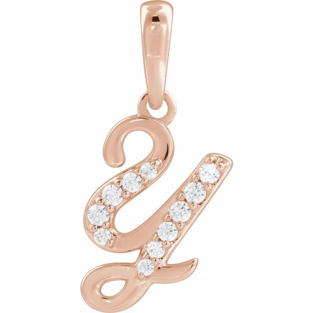 14K Rose 1/8 CTW Natural Diamond Initial Y 18" Necklace