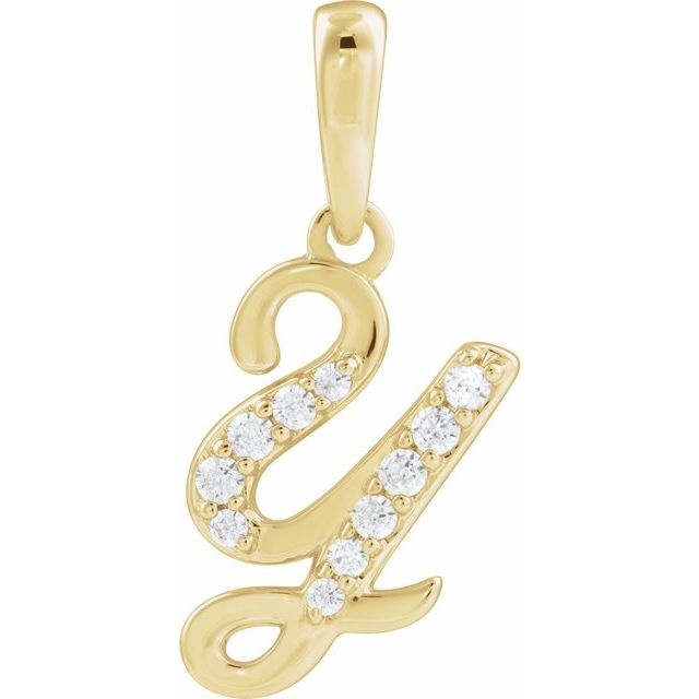 14K Yellow 1/8 CTW Natural Diamond Initial Y 18" Necklace