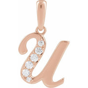 14K Rose 1/8 CTW Natural Diamond Initial U 18" Necklace