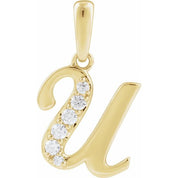 14K Yellow 1/8 CTW Natural Diamond Initial U 18" Necklace