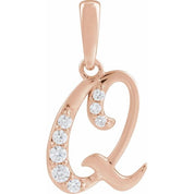 14K Rose 1/10 CTW Natural Diamond Initial Q 18" Necklace