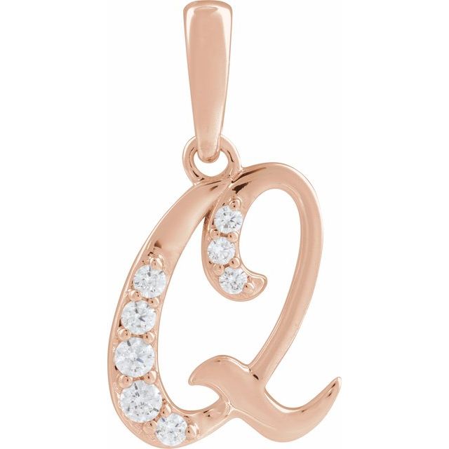 14K Rose 1/10 CTW Natural Diamond Initial Q 18" Necklace