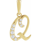 14K Yellow 1/10 CTW Natural Diamond Initial Q 18" Necklace