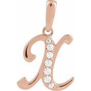 14K Rose 1/10 CTW Natural Diamond Initial X 18" Necklace