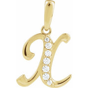14K Yellow 1/10 CTW Natural Diamond Initial X 18" Necklace