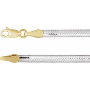 14K Yellow/White 3.2 mm Reversible Diamond-Cut Snake 16" Chain