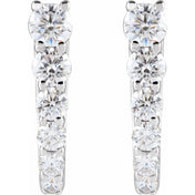 14K White 1/2 CTW Natural Diamond Hoop Earrings