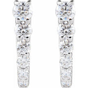 14K White 1/2 CTW Natural Diamond Hoop Earrings