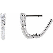 14K White 1/2 CTW Natural Diamond Hoop Earrings