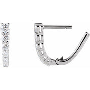 14K White 1/2 CTW Natural Diamond Hoop Earrings