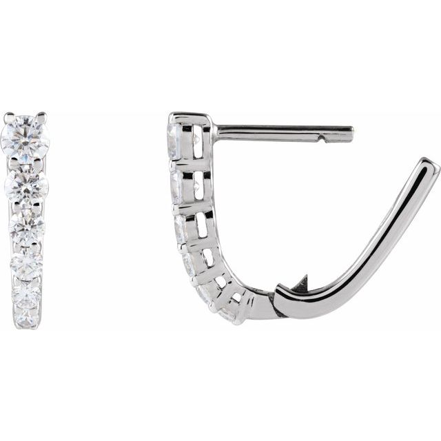 14K White 1/2 CTW Natural Diamond Hoop Earrings