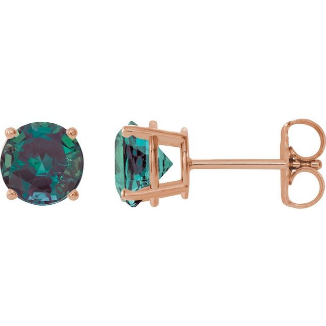 14K Rose 6 mm Lab-Grown Alexandrite Stud Earrings
