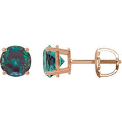 14K Rose 8 mm Lab-Grown Alexandrite Stud Earrings