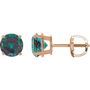 14K Rose 8 mm Lab-Grown Alexandrite Stud Earrings