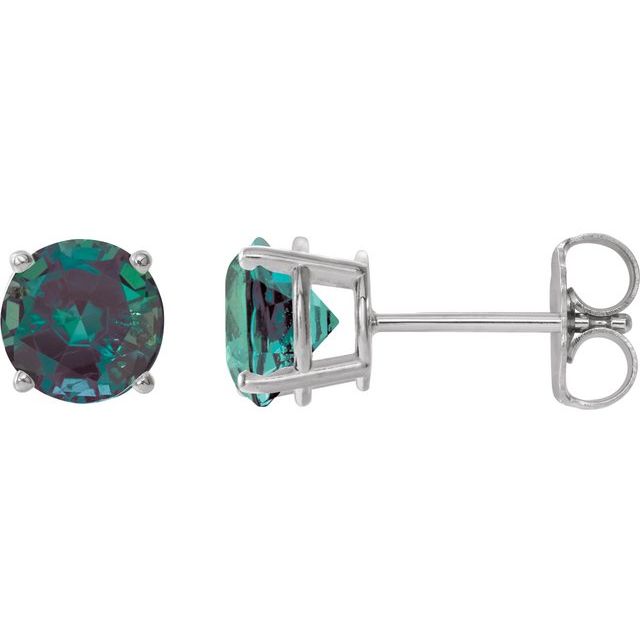 Sterling Silver 6 mm Lab-Grown Alexandrite Stud Earrings - Elegant and Unique