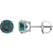 Sterling Silver 7 mm Lab-Grown Alexandrite Stud Earrings
