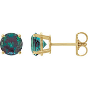 14K Yellow 8 mm Lab-Grown Alexandrite Stud Earrings