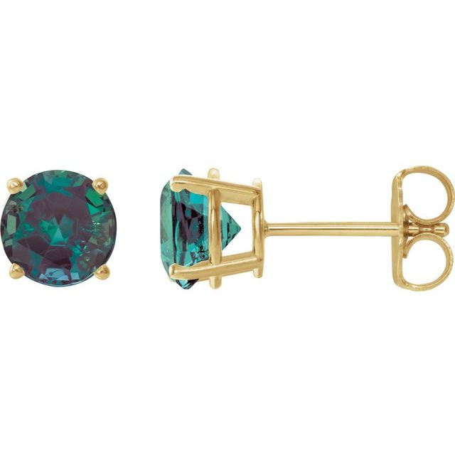 14K Yellow 8 mm Lab-Grown Alexandrite Stud Earrings