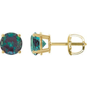 14K Yellow 7 mm Lab-Grown Alexandrite Stud Earrings