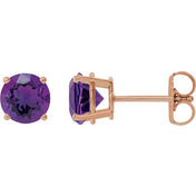 14K Rose 6 mm Natural Amethyst Stud Earrings