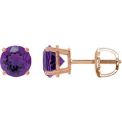 14K Rose 8 mm Natural Amethyst Stud Earrings
