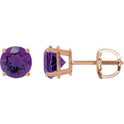 14K Rose 7 mm Natural Amethyst Stud Earrings