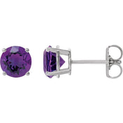 14K White 6 mm Natural Amethyst Stud Earrings