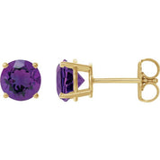 14K Yellow 8 mm Natural Amethyst Stud Earrings