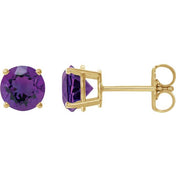 14K Yellow 6 mm Natural Amethyst Stud Earrings