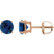 14K Rose 8 mm Lab-Grown Blue Sapphire Stud Earrings