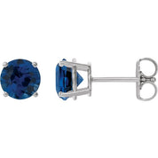 14K White 6 mm Lab-Grown Blue Sapphire Stud Earrings