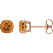 14K Rose 8 mm Natural Citrine Stud Earrings
